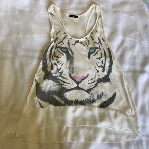 White tiger tank top by ISSI